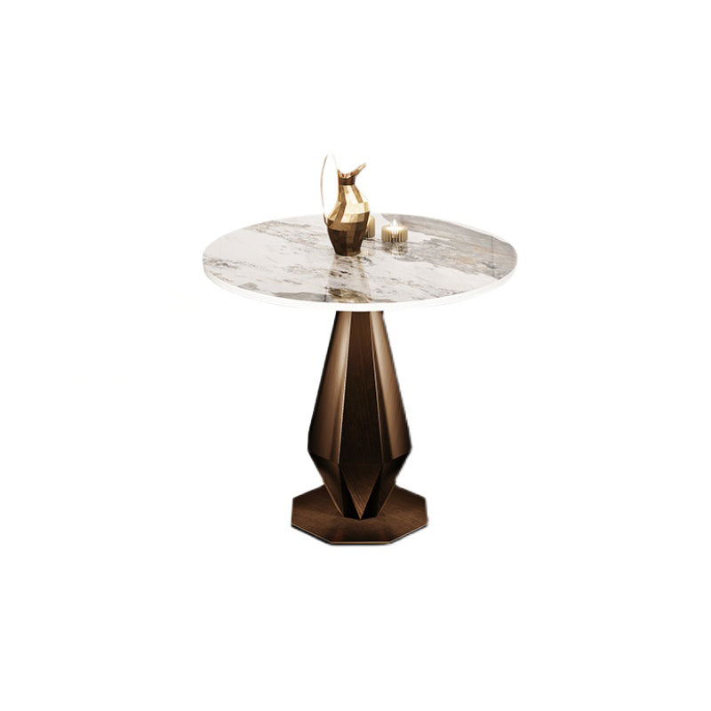 Mesa de comedor con base de pedestal de piedra, muebles redondos de lujo tradicionales