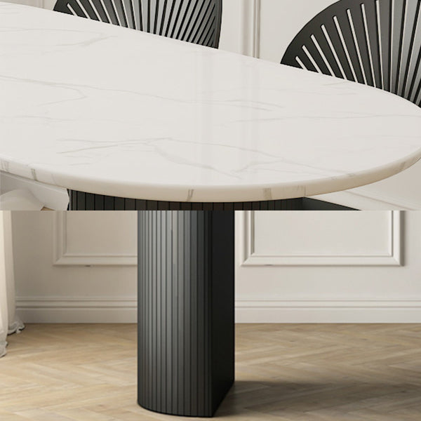 63 "Mesa de comedor moderna Mesa de comedor de pedestal ovalado para uso doméstico