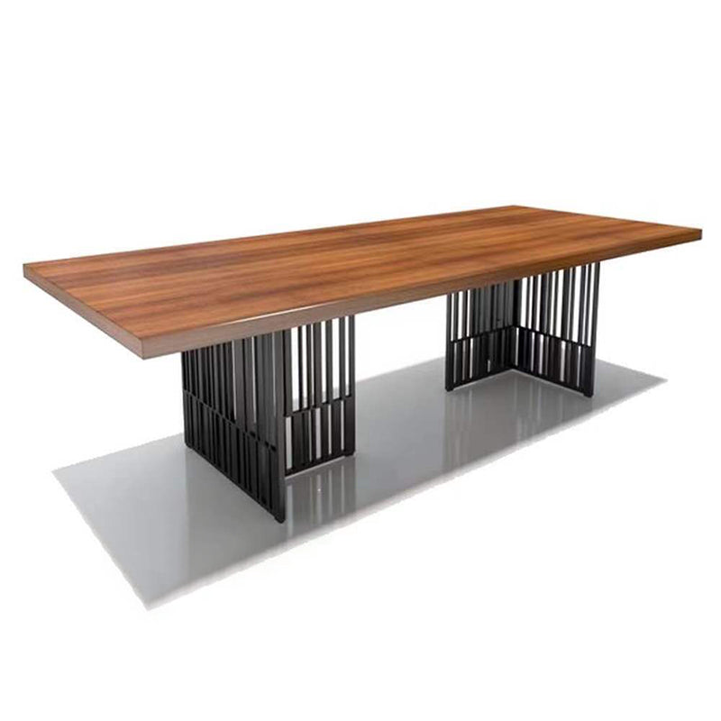 Metal Industrial Rectangle Dining Table Wood Top Indoor Table for Home