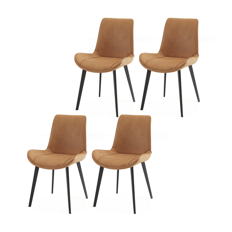 Contemporary Leather Restaurant Side Chair Solid Back Dining Chair