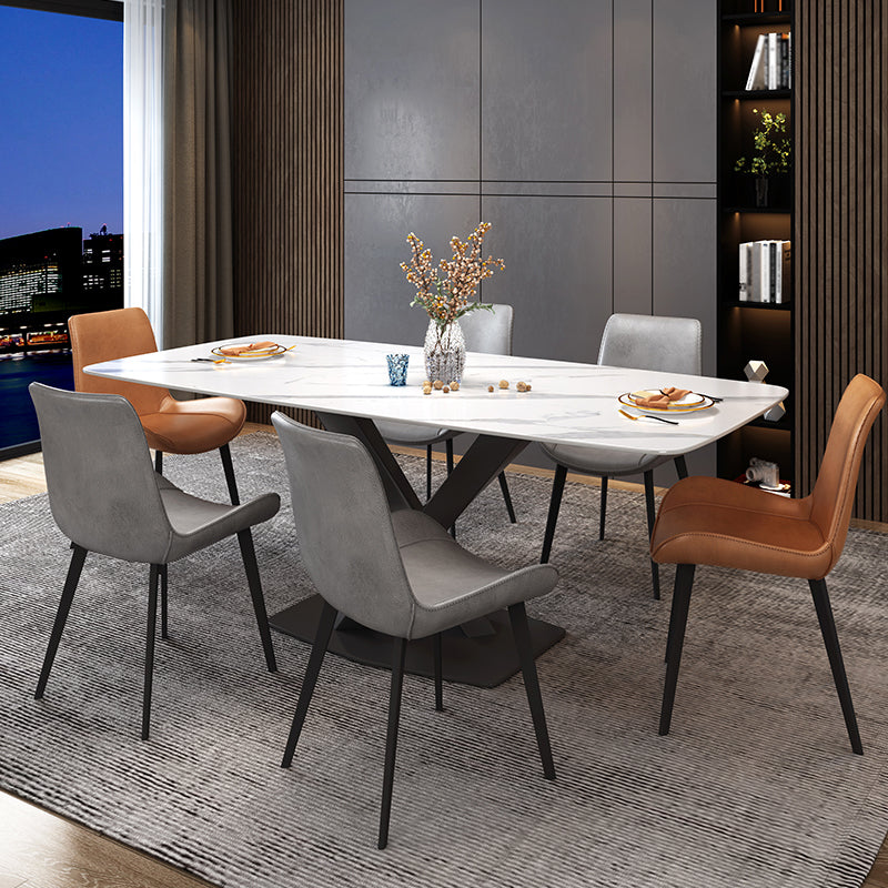 Contemporary Leather Restaurant Side Chair Solid Back Dining Chair