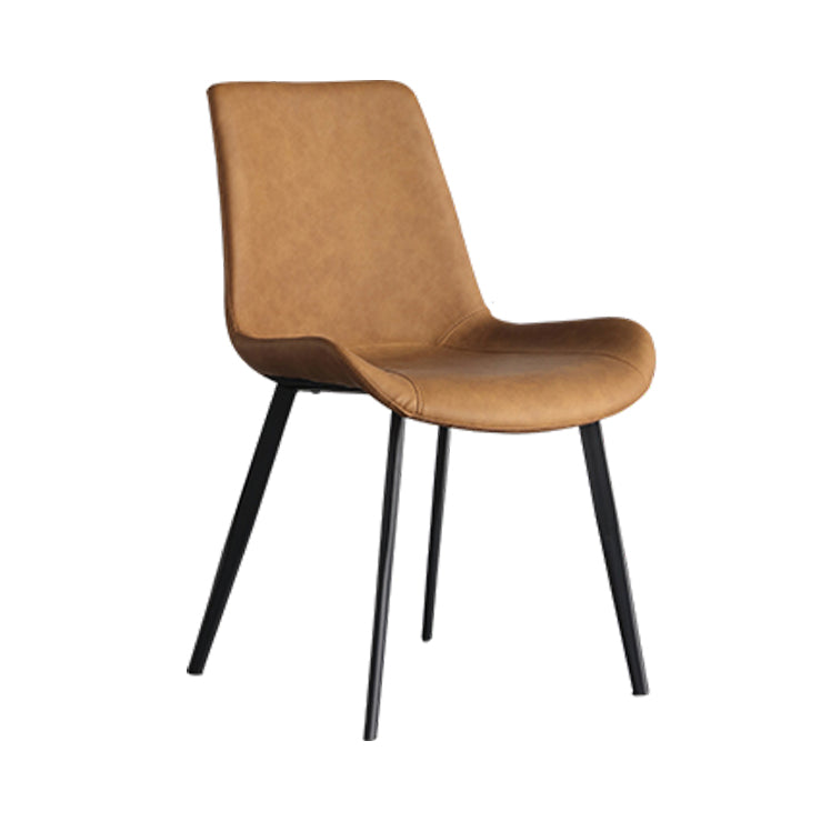 Contemporary Leather Restaurant Side Chair Solid Back Dining Chair