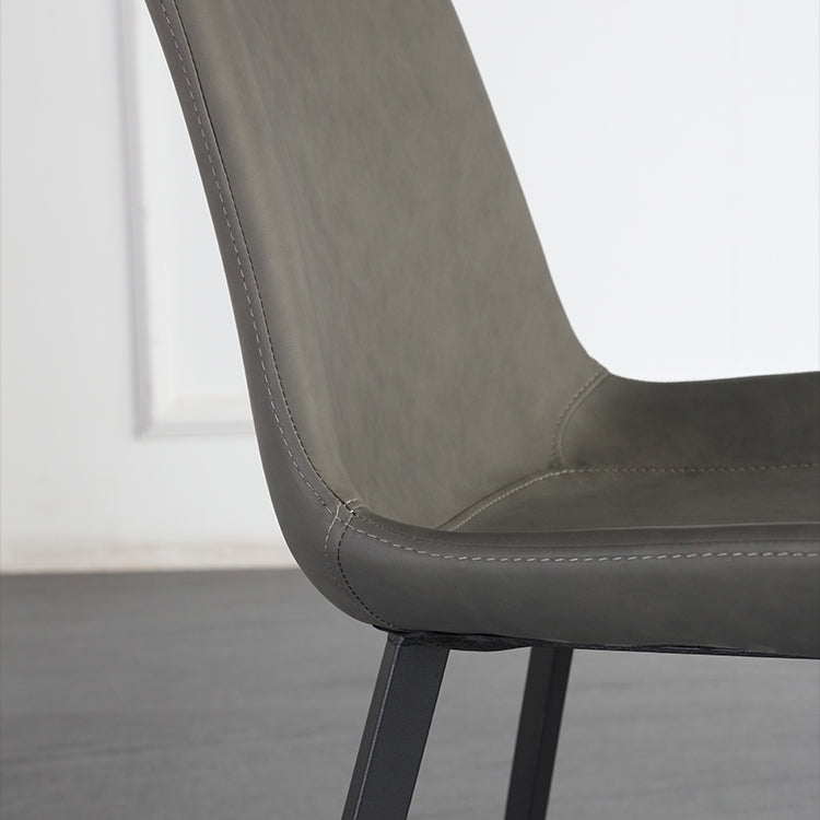 Contemporary Leather Restaurant Side Chair Solid Back Dining Chair