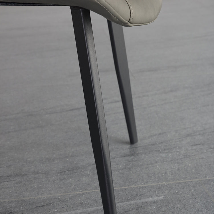 Contemporary Leather Restaurant Side Chair Solid Back Dining Chair