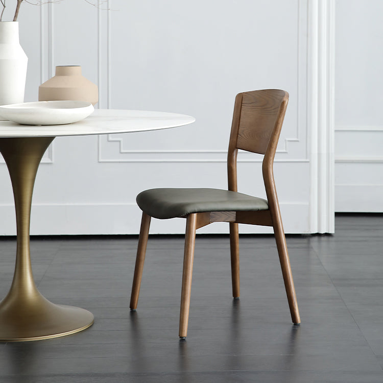 Silla lateral de comedor con respaldo abierto contemporáneo, sillas laterales de madera sin brazos con patas