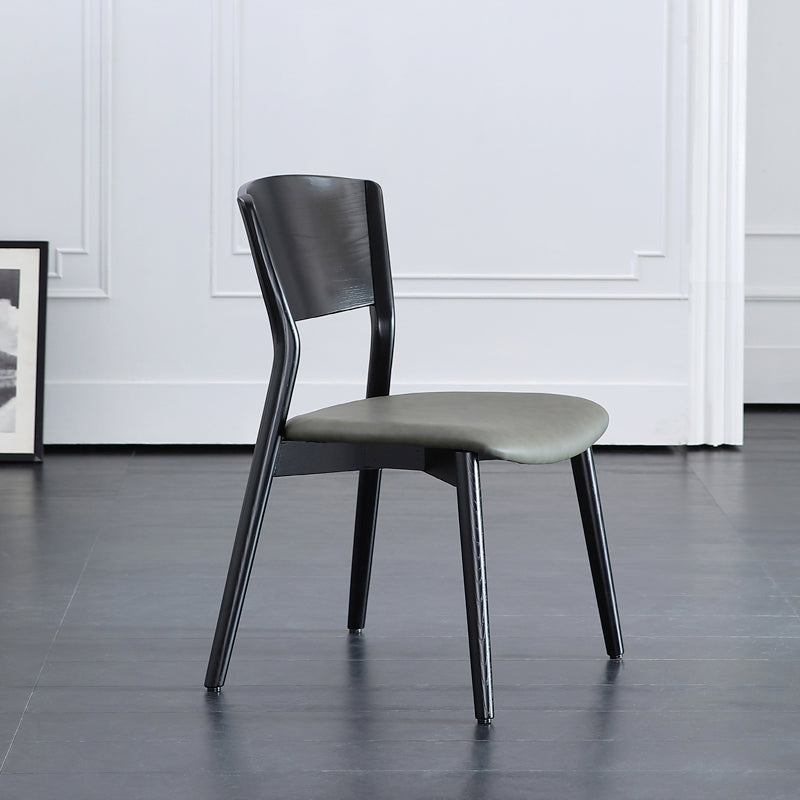 Silla lateral de comedor con respaldo abierto contemporáneo, sillas laterales de madera sin brazos con patas