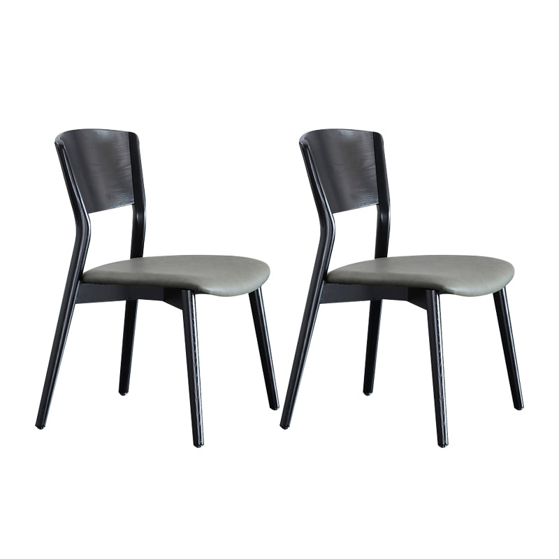 Silla lateral de comedor con respaldo abierto contemporáneo, sillas laterales de madera sin brazos con patas