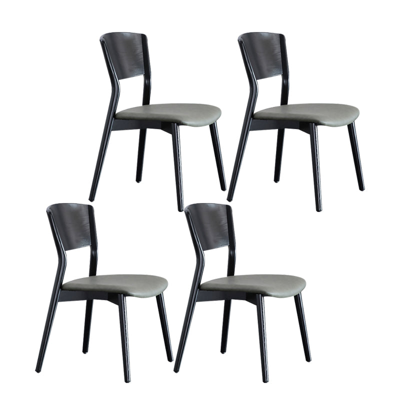 Silla lateral de comedor con respaldo abierto contemporáneo, sillas laterales de madera sin brazos con patas