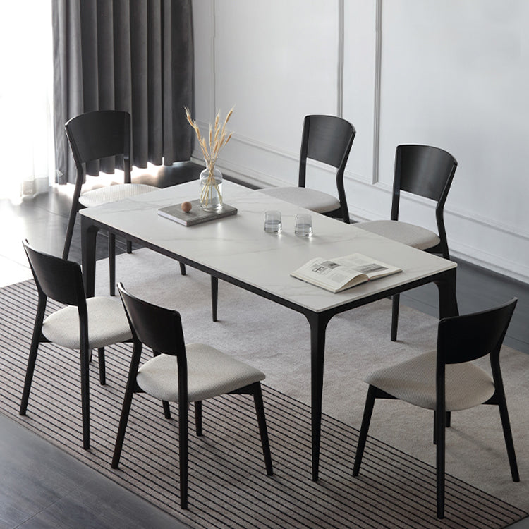 Silla lateral de comedor con respaldo abierto contemporáneo, sillas laterales de madera sin brazos con patas