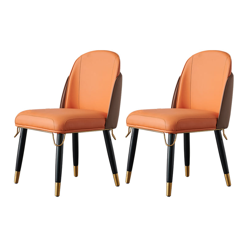 Scandinavian Style Leather Dining Chairs Armless Solid Back Chair for Kitchen