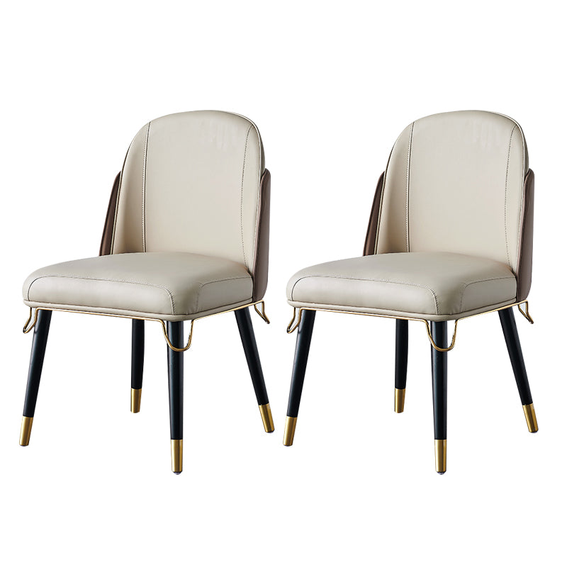 Scandinavian Style Leather Dining Chairs Armless Solid Back Chair for Kitchen
