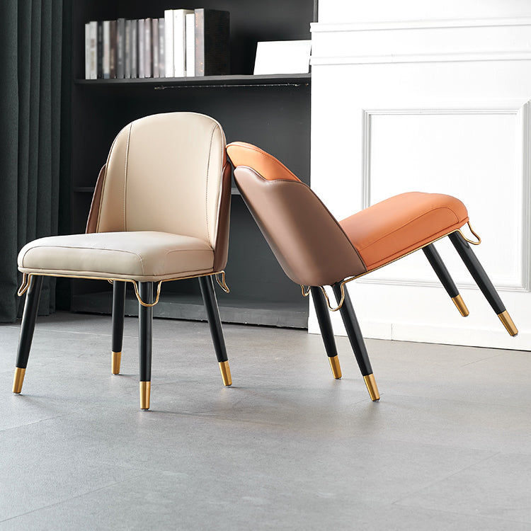 Scandinavian Style Leather Dining Chairs Armless Solid Back Chair for Kitchen