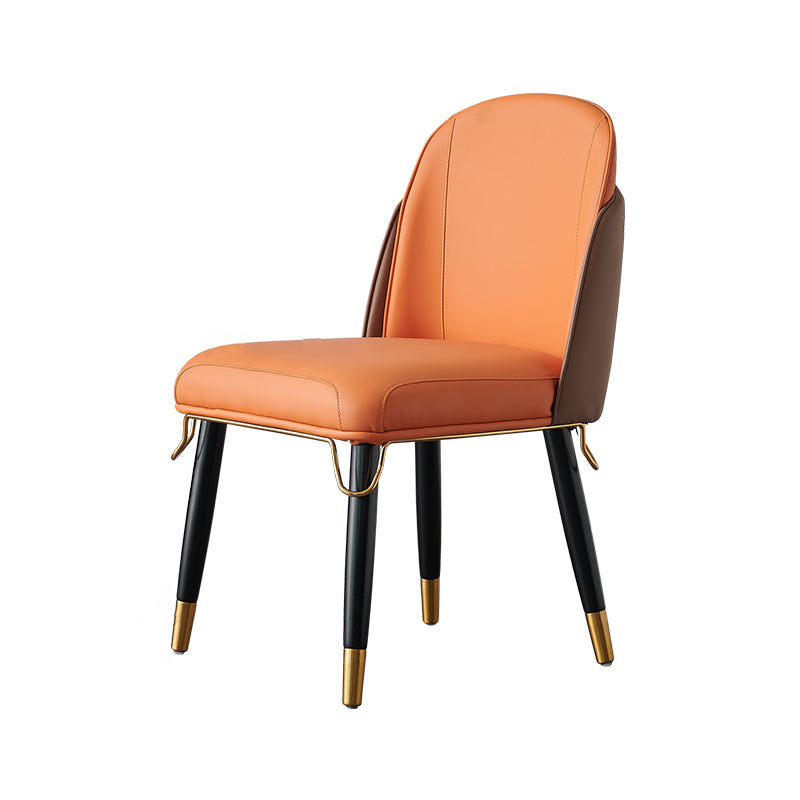 Scandinavian Style Leather Dining Chairs Armless Solid Back Chair for Kitchen