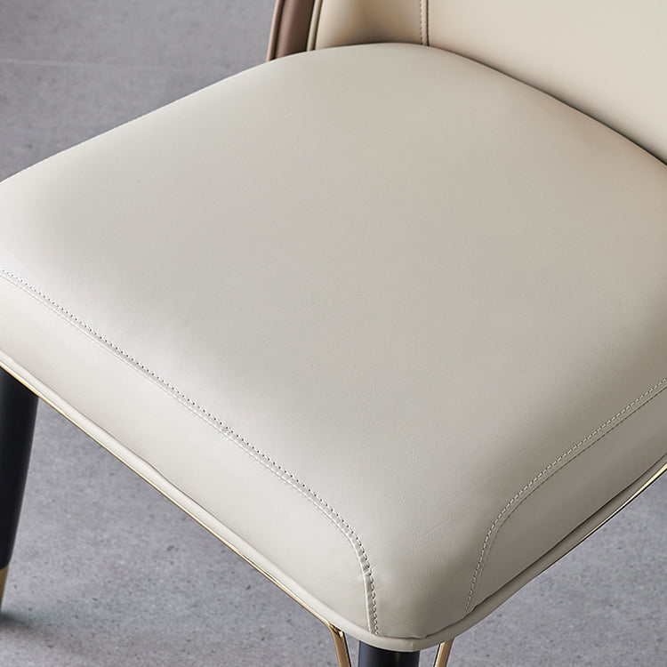 Scandinavian Style Leather Dining Chairs Armless Solid Back Chair for Kitchen