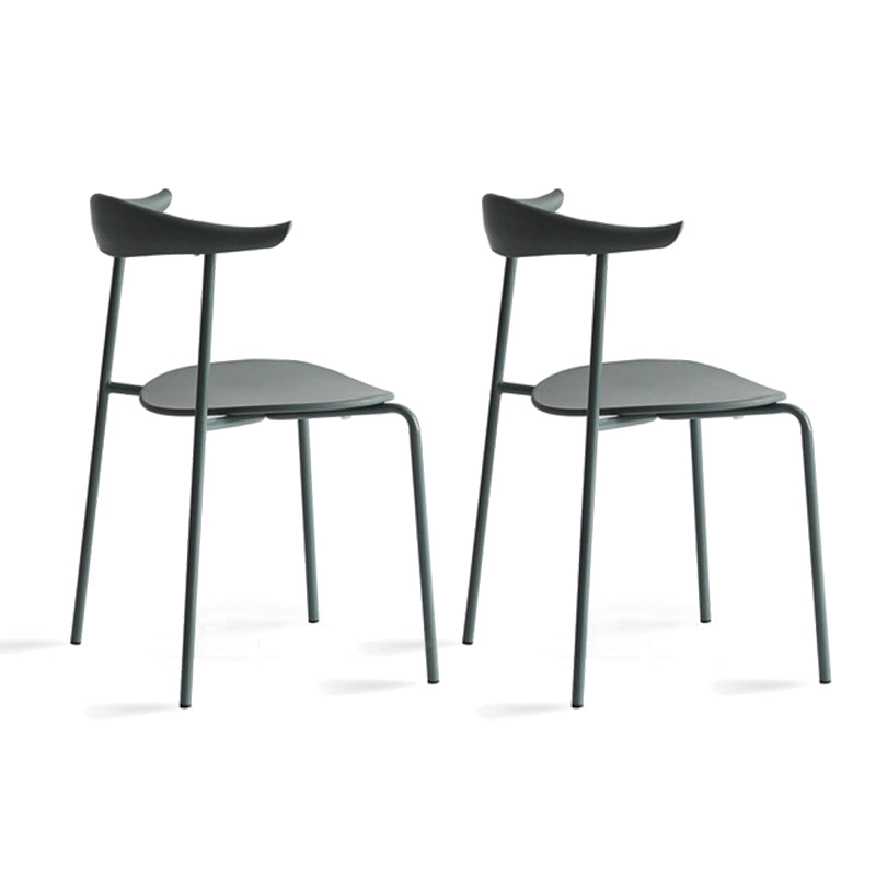 Open achterste armloze eetkamerstoelen industriële zijstoelen met metalen benen