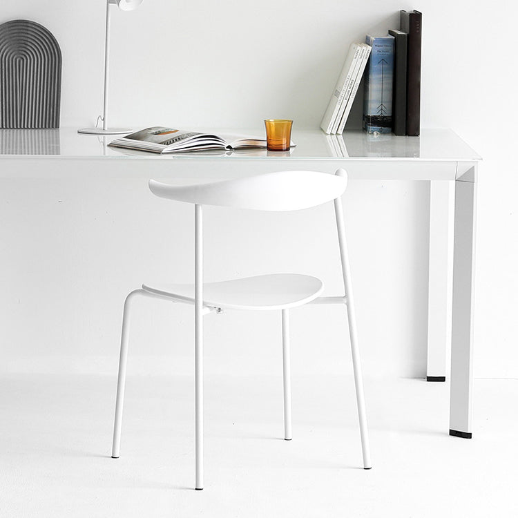 Open achterste armloze eetkamerstoelen industriële zijstoelen met metalen benen