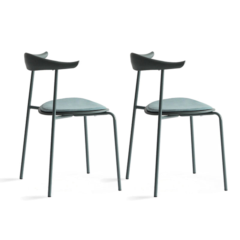 Open achterste armloze eetkamerstoelen industriële zijstoelen met metalen benen