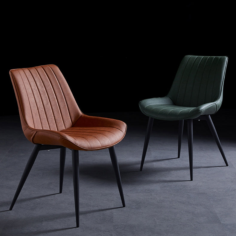 Sillas de comedor contemporáneas, sillas laterales de cocina sin brazos con patas de metal