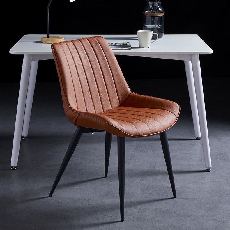 Sillas de comedor contemporáneas, sillas laterales de cocina sin brazos con patas de metal