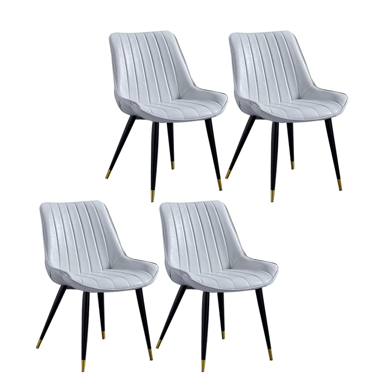 Sillas de comedor contemporáneas, sillas laterales de cocina sin brazos con patas de metal
