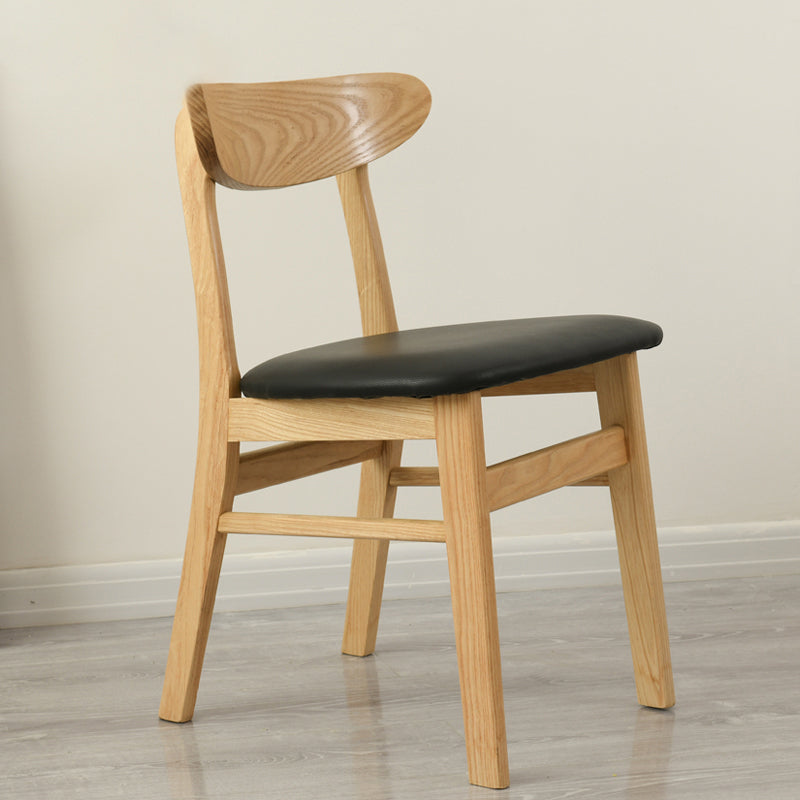 Silla lateral de comedor minimalista con respaldo abierto, sillas laterales sin brazos con patas de madera para cocina