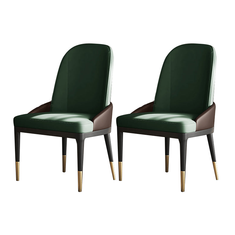 Sillas laterales con respaldo sólido sin brazos contemporáneo, sillas de comedor de cuero para el hogar