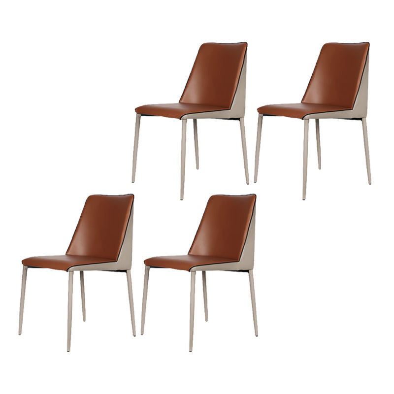 Sillas sin brazos con respaldo sólido contemporáneo, sillas de comedor de cuero para cocina