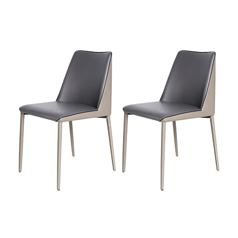 Sillas sin brazos con respaldo sólido contemporáneo, sillas de comedor de cuero para cocina