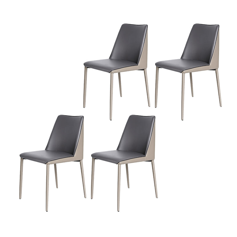 Sillas sin brazos con respaldo sólido contemporáneo, sillas de comedor de cuero para cocina