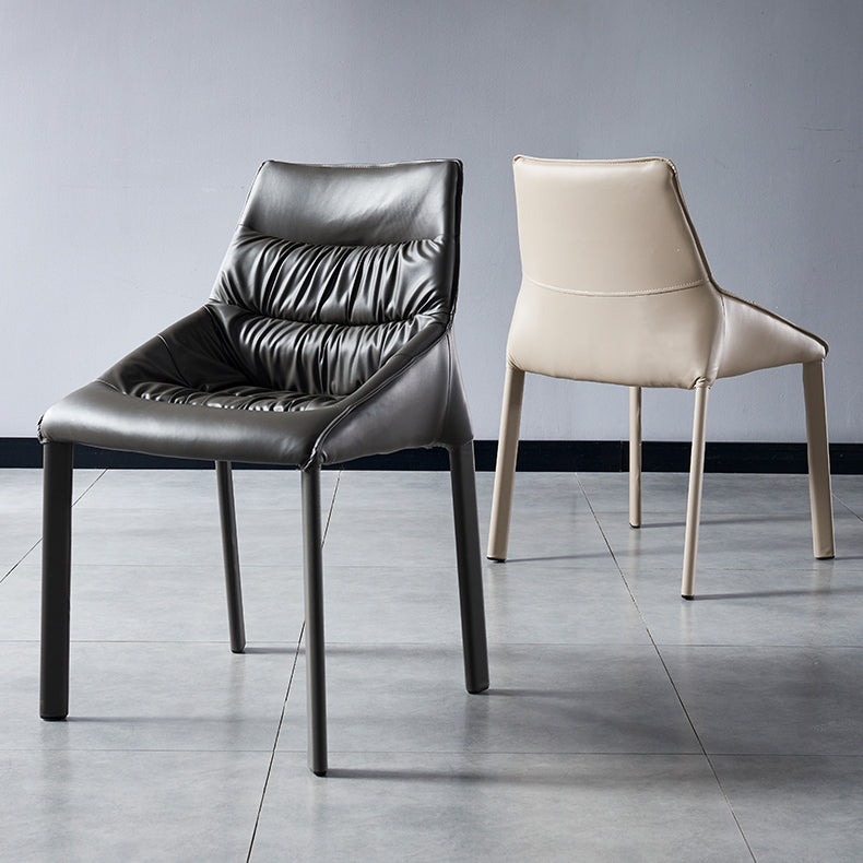 Sillas laterales de comedor de cuero contemporáneo, silla con respaldo sólido para uso doméstico