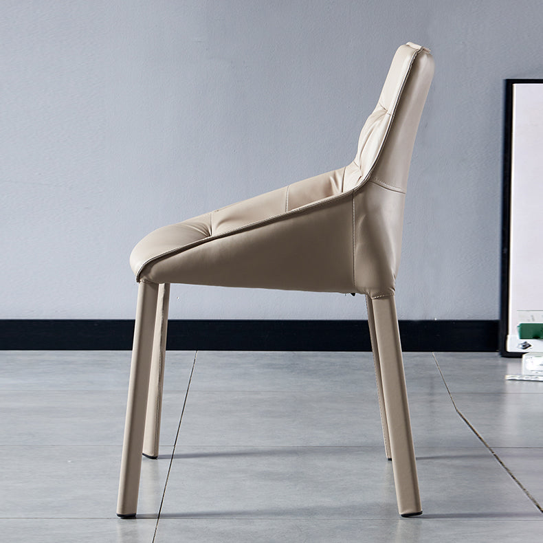 Sillas laterales de comedor de cuero contemporáneo, silla con respaldo sólido para uso doméstico