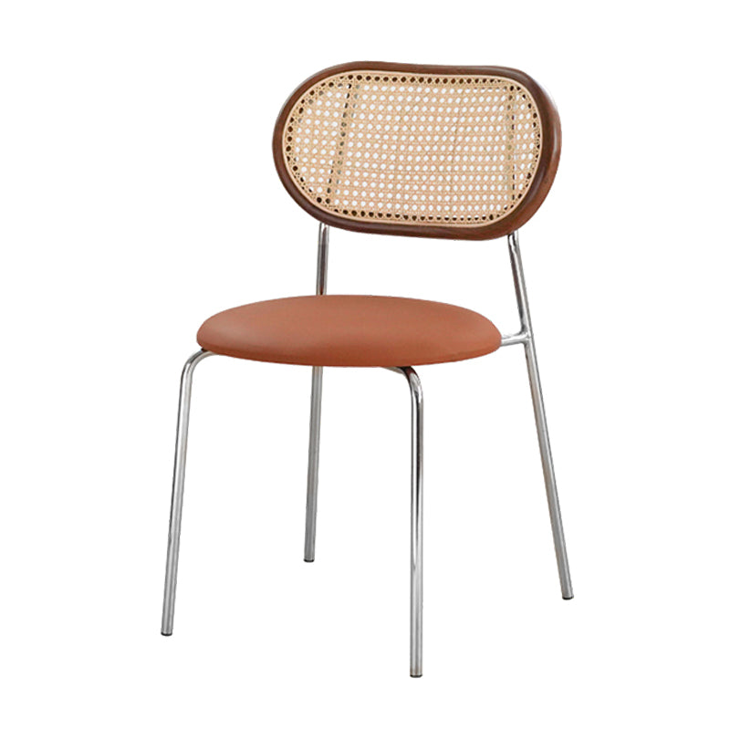 Sillas de comedor de estilo moderno, silla con respaldo abierto lateral sin brazos y patas de metal para cocina