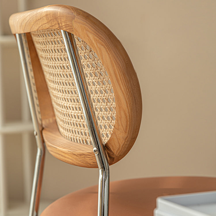 Sillas de comedor de estilo moderno, silla con respaldo abierto lateral sin brazos y patas de metal para cocina