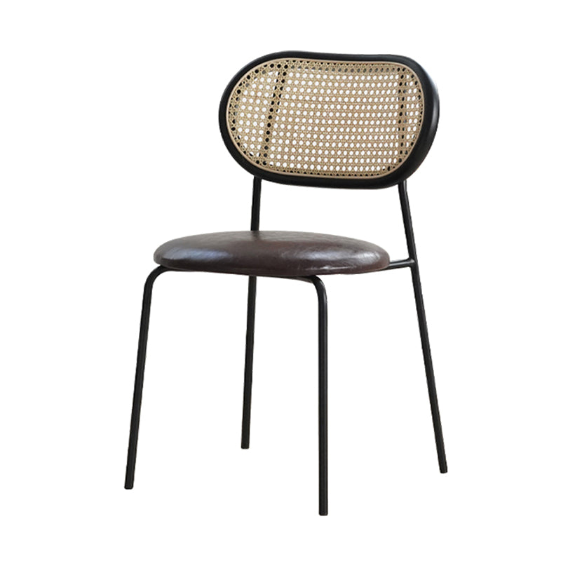Sillas de comedor de estilo moderno, silla con respaldo abierto lateral sin brazos y patas de metal para cocina