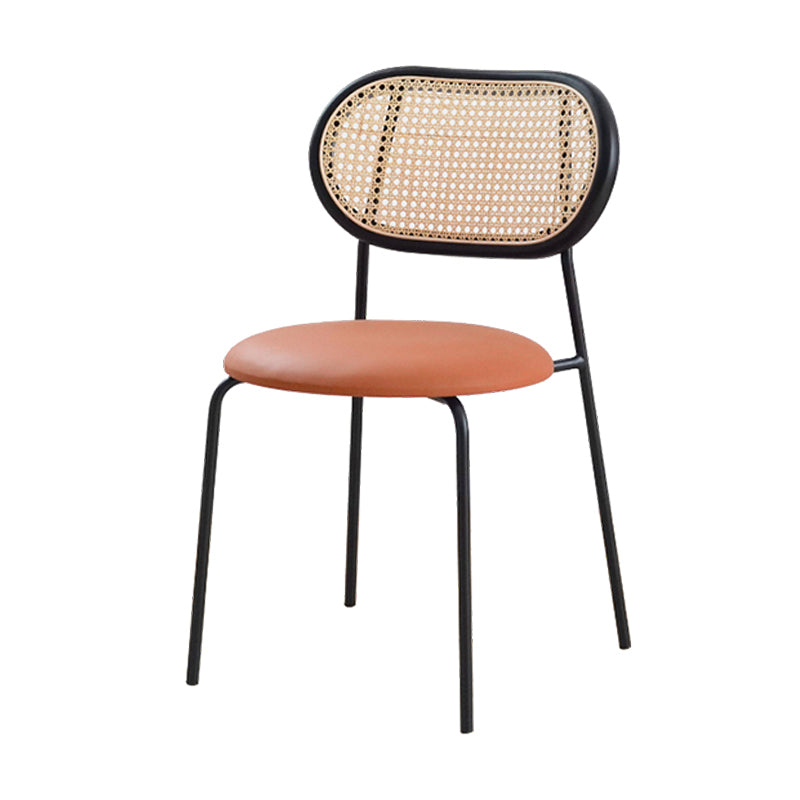 Sillas de comedor de estilo moderno, silla con respaldo abierto lateral sin brazos y patas de metal para cocina