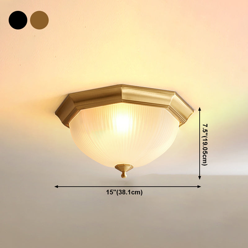Glass Flush Mount Ceiling Light Brass Ceiling Lighting in Gold for Living Room Dining Room