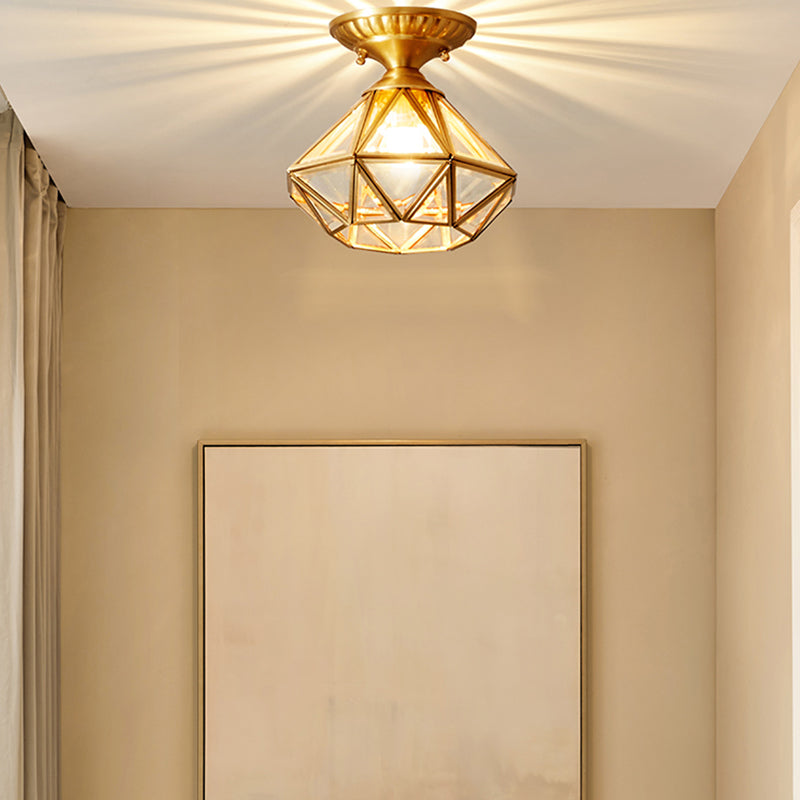 Plafonnier encastré en verre, éclairage de plafond classique en or pour le salon