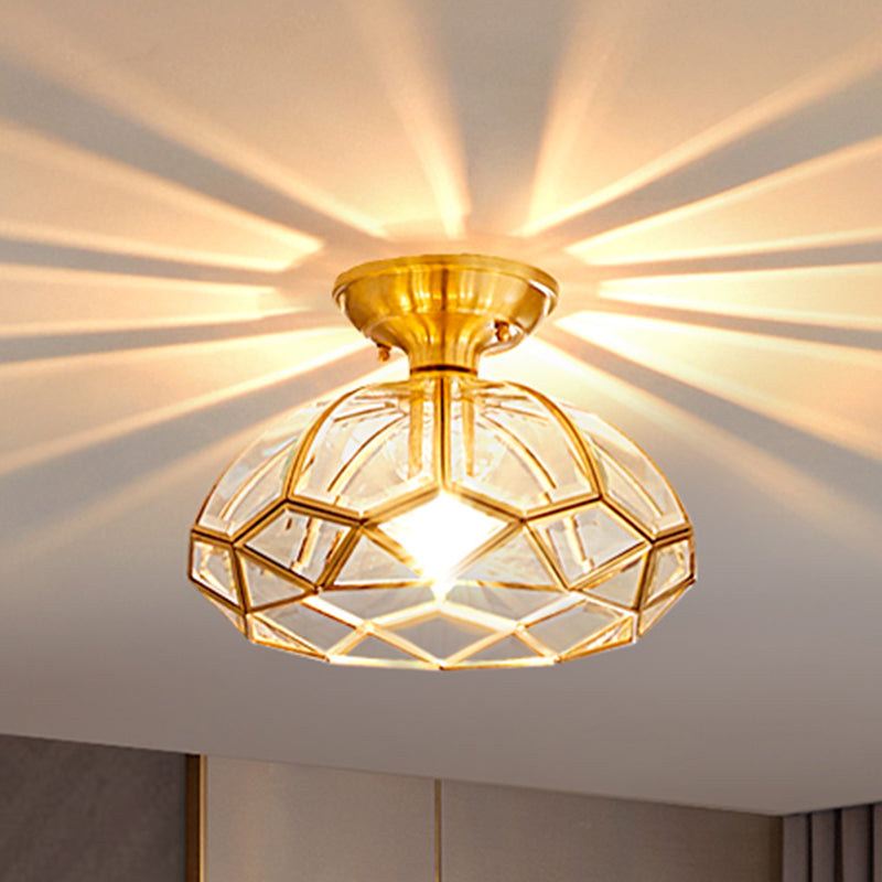 Plafonnier encastré en verre, éclairage de plafond classique en or pour le salon