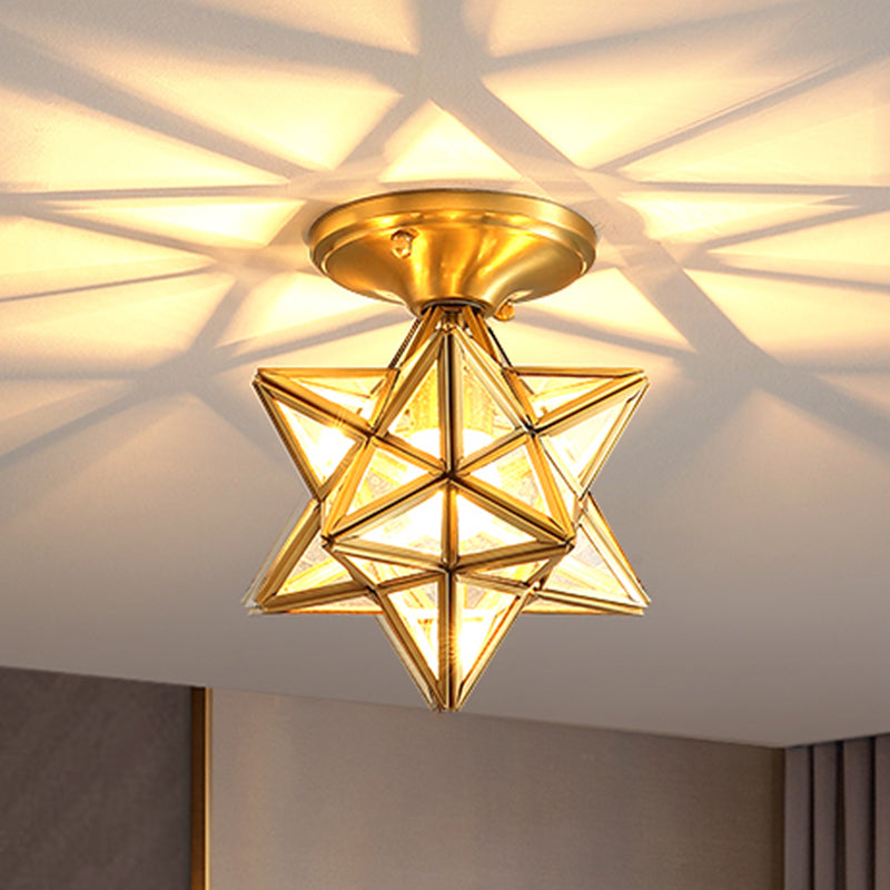Plafonnier encastré en verre, éclairage de plafond classique en or pour le salon