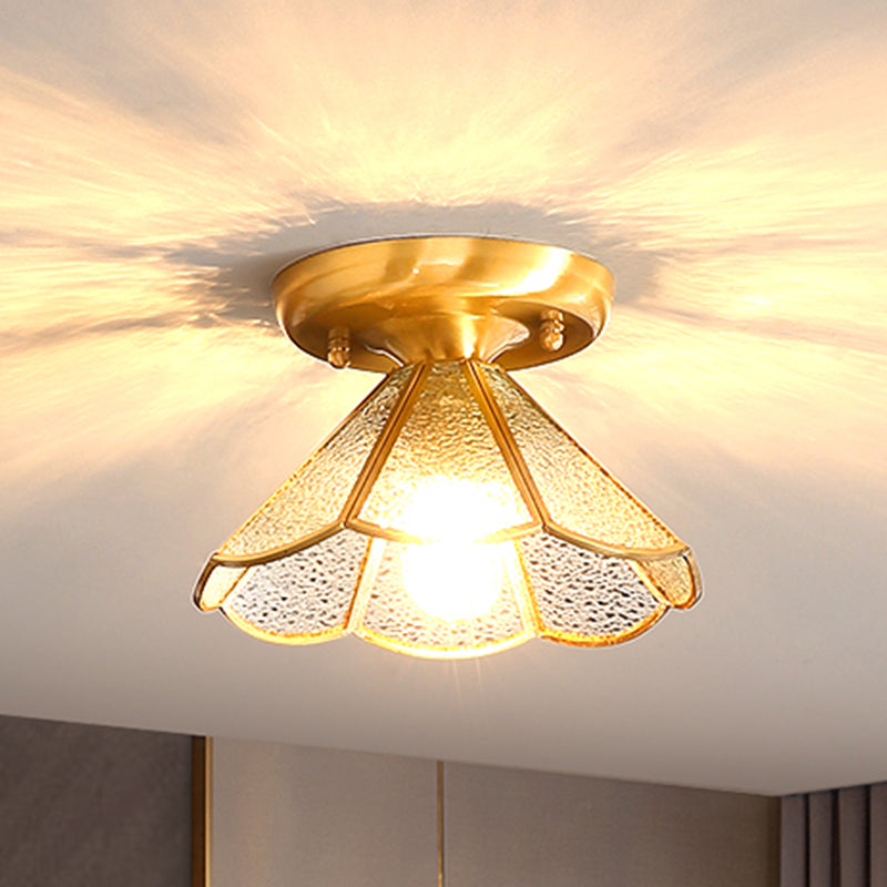 Plafonnier encastré en verre, éclairage de plafond classique en or pour le salon