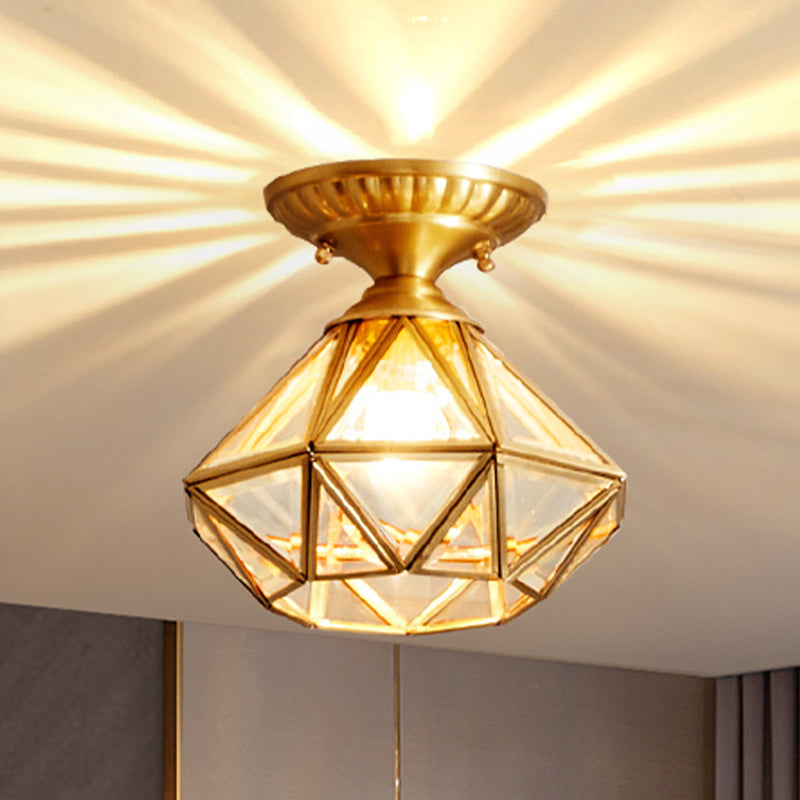 Plafonnier encastré en verre, éclairage de plafond classique en or pour le salon