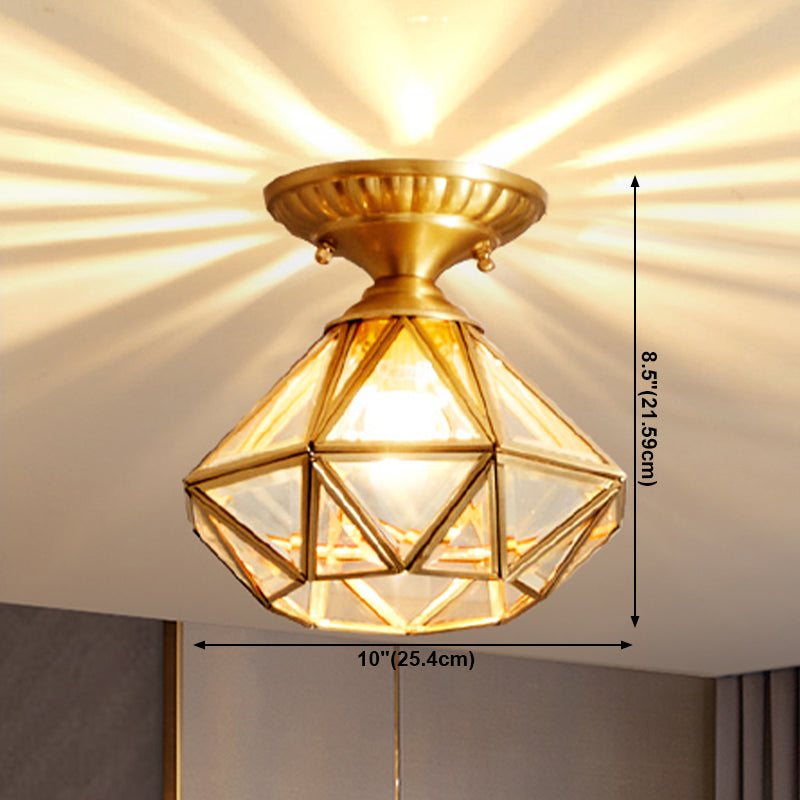 Plafonnier encastré en verre, éclairage de plafond classique en or pour le salon