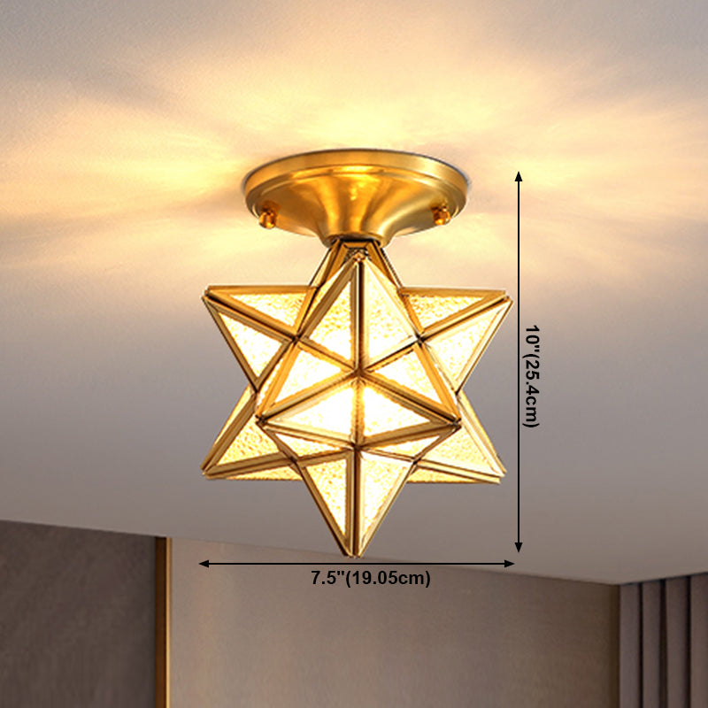 Glass Flush Mount Ceiling Light Classical Ceiling Lighting in Gold for Living Room