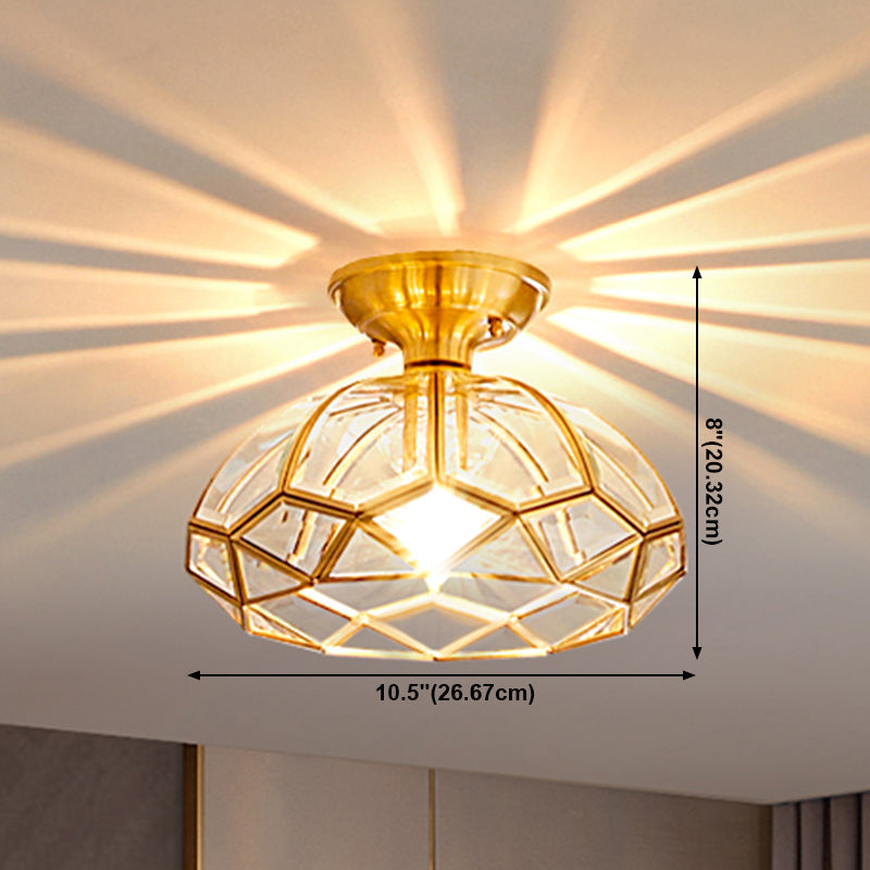 Plafonnier encastré en verre, éclairage de plafond classique en or pour le salon
