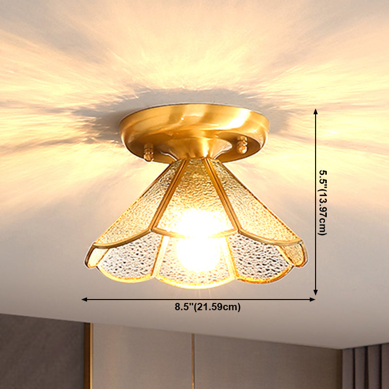 Plafonnier encastré en verre, éclairage de plafond classique en or pour le salon
