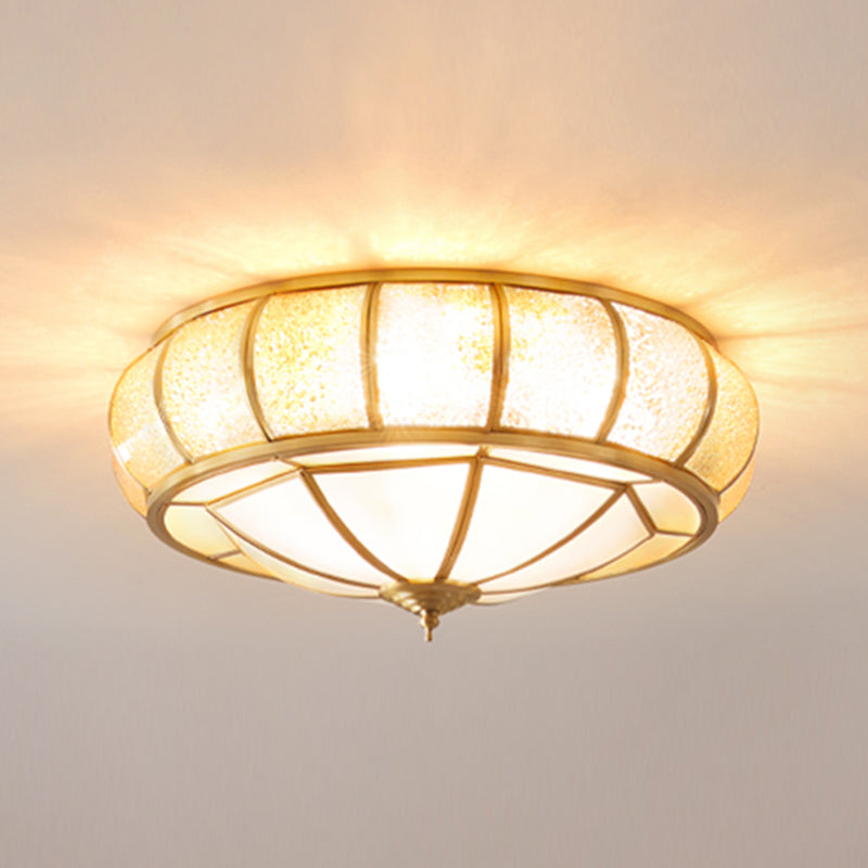 Plafonnier encastré en verre, éclairage de plafond classique pour salle à manger en or