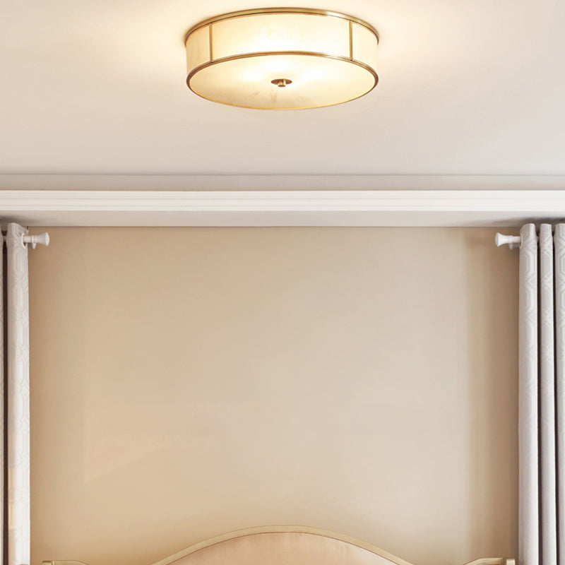 Plafonnier encastré en verre, éclairage de plafond classique pour salle à manger en or