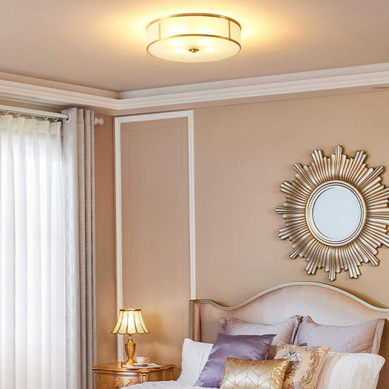 Plafonnier encastré en verre, éclairage de plafond classique pour salle à manger en or