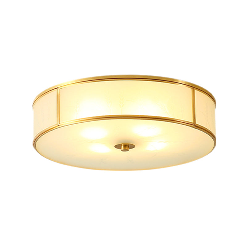 Plafonnier encastré en verre, éclairage de plafond classique pour salle à manger en or