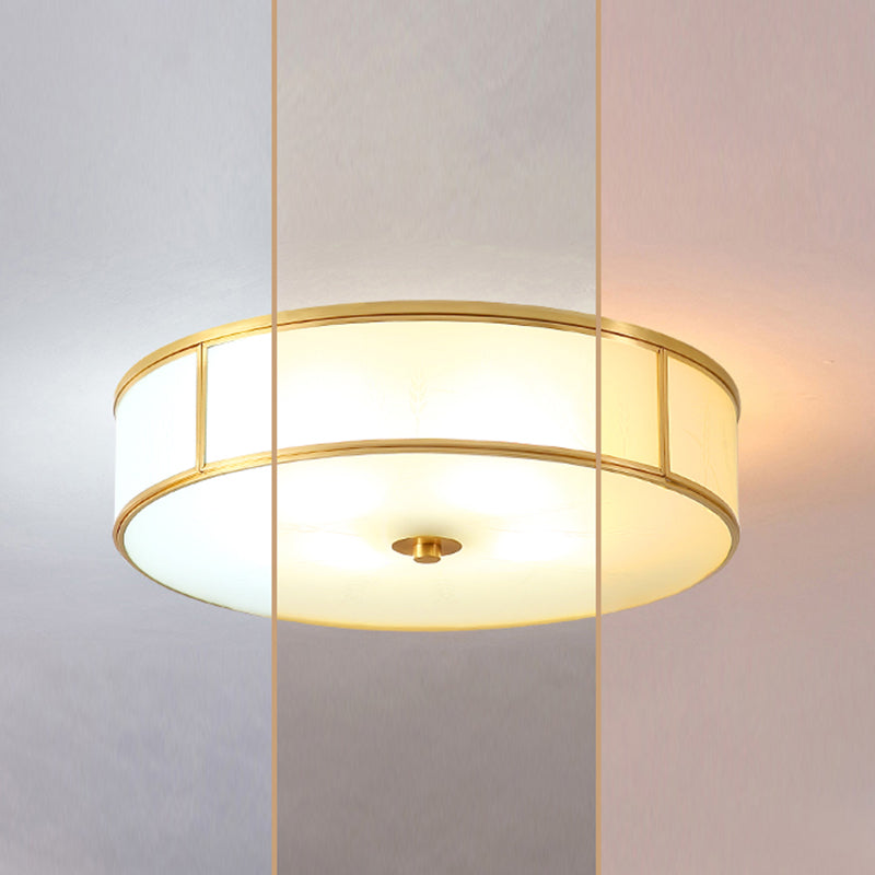 Plafonnier encastré en verre, éclairage de plafond classique pour salle à manger en or